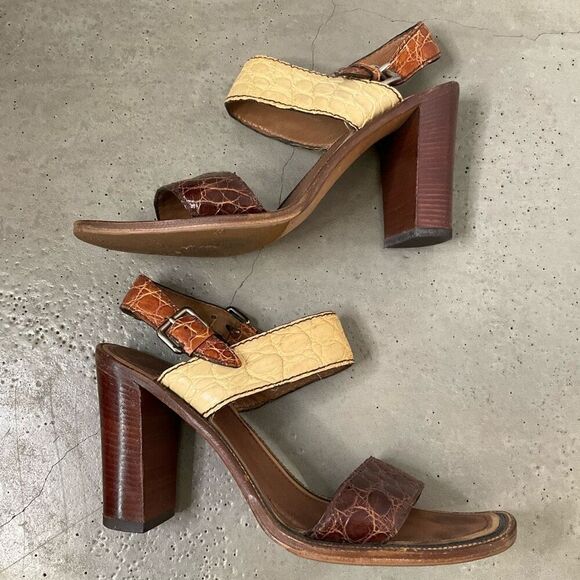 Prada Multicolour Croc Embossed Leather Heels - Picture 5 of 9